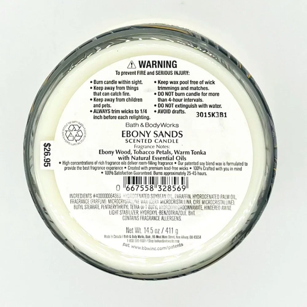 BBW Ebony Sands 3-Wick Candle - Picture 3 of 3